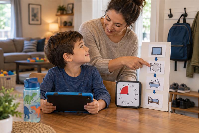 Transition Support at Home: Cues, Warnings, and Handoffs for Busy Families